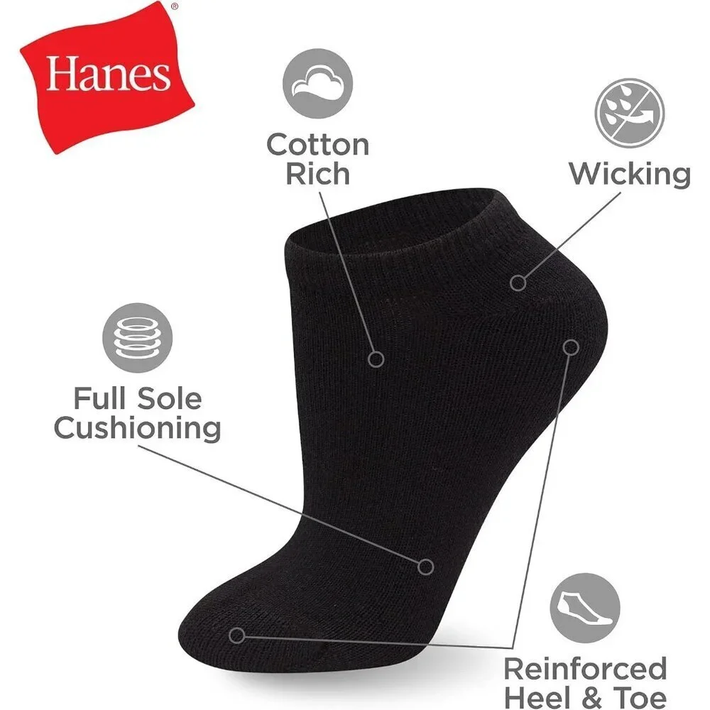 Women's Black 14-pack Cool Comfort No-show Moisture Knit Wicking Socks